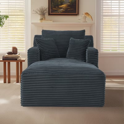 Wishdor - Chaiselongue Sofa - Comfortabele Vulling En Direct Klaar Voor Gebruik - Modern Ontwerp - Voor Woonkamer Of Kantoor - Cordstof - Donkergrijs