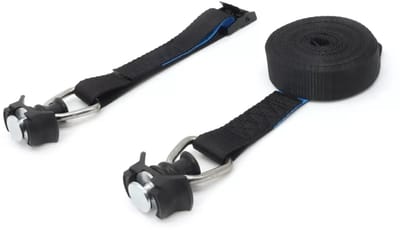 Set van 4 Spanbanden (Sjorbanden) 250kg - 3,5m x 25mm - 2-delig - Voor L-track-rail - Zwart