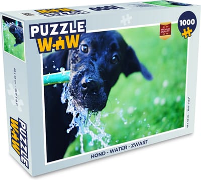 Puzzel Hond - Water - Zwart - Legpuzzel - Puzzel 1000 stukjes volwassenen