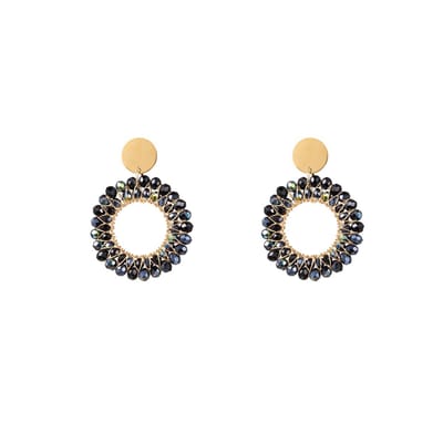 Go Dutch Label Oorknoppen beads circle Zwart