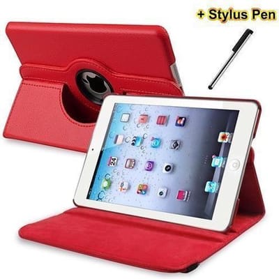 Ipad Mini / Mini 1/2/3  rood 360 draai case hoes map + stylus
