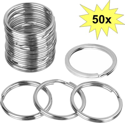 Fako Bijoux - Sleutelring - 30mm - Sleutelringen - Sleutelhanger Ringen - RVS Ring - Staal - Plat - Zilver - 50 Stuks