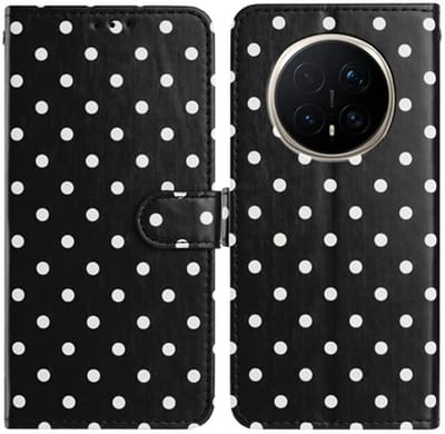 Hoesje Geschikt voor Honor Magic 8 Pro | Polka Dot Wallet Book Case | Portemonnee Hoesje | 3 Pasjes | Magneetsluiting | Stand Functie | Zwart