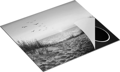 Chefcare Inductie Beschermer Strand en Duinen - Zwart Wit - 60x50 cm - Afdekplaat Inductie - Kookplaat Beschermer - Inductie Mat