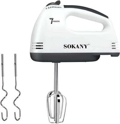 Sokany, Elektrische Garde 180W met 7 Snelheden en RVS Kloppers, Zwart / Wit