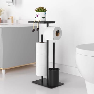 CRLYN® Toiletbutler - Toiletrolhouder - Toilet Butler - Borstel met Houder - Badkameropberg