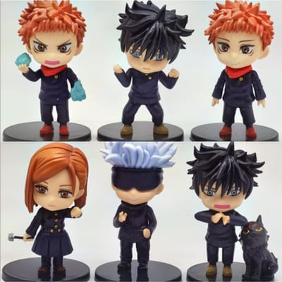 6 stuks/set Anime Jujutsu Kaisen Figuur Model Speelgoed 10cm gray