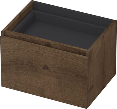 INK wastafelonderkast 1 lade greeploos fineer eiken inclusief binnenlade 60x40x45cm, chocolate