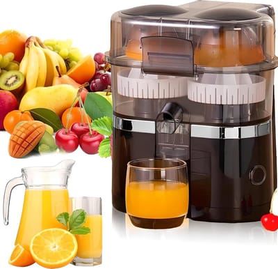 Elektrische Sapcentrifuge - Dubbele Citruspers - Vers Sap Maken - Dubbele Sapkegels - 400 ml - Zilver