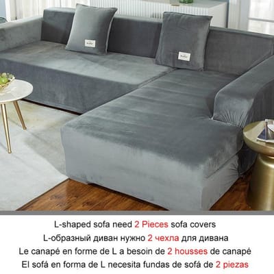 Fluwelen Stof Bankhoezen Gebruikt Voor Woonruimte Elastische Modulaire Bank L-Vorm Bank Meubelhoes Fauteuil L-Vorm Meubel Beschermhoes 1xPillowcase 45x45cm grijs