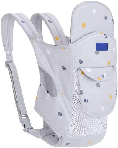 Inovra Plus - Ergonomische draagzak voor pasgeborene tot peuter met hoofdbeschermer grijs - voor- en achterdrager met optimale ondersteuning