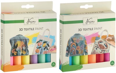 Creative Craft Group 3D textielverf set - 6 kleuren textielverf.