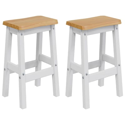 vidaXL - Hoge - Barkruk - EKAI - 2 - st - Wit - 40 - x - 29 - x - 63 - cm - Massief - grenenhout