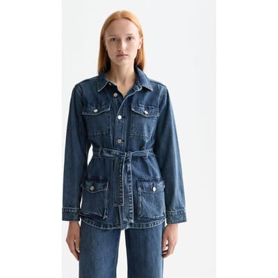Scotch & Soda Worked Out Belted Denim Jacket — Framework Taglia: S | Giacche di jeans Outlet | Donna | Blu