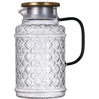 Glas Hoge Temperatuurbestendig Grote Capaciteit Koudwaterkoker Huishoudelijk Zomer Koelkast Wateropslagfles Sapbeker Koel Wit Theepotset white
