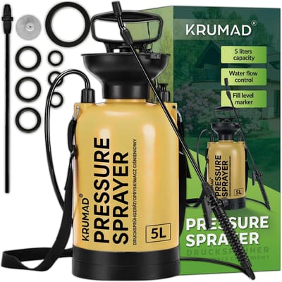 Drukspuit - Handsproeier Tuin - Planten Verzorgen - Verstelbare Straal - 5 Liter - Beige Zwart