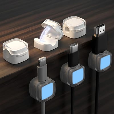 Dailygoods - 6-Pack Magnetische Kabelclips - Zelfklevende Organiser voor Thuis en Kantoor