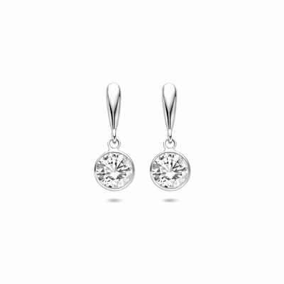 Zilveren gerhodineerde oorhangers zirkonia 18 mm - 1341724