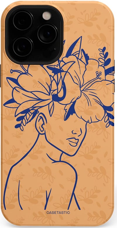 Casetastic hoesje geschikt voor Apple iPhone 13 Pro - MagSafe - Dubbellaagse bescherming - Lijn en Bloesem - Fashion Case - Perzik