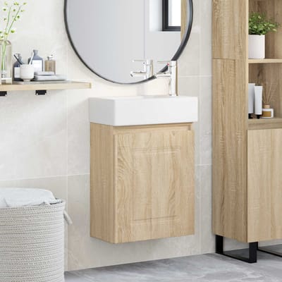 vidaXL - Badkamermeubel - met - kraan - Sonoma - Eiken - 45,5 - x - 22,5 - x - 84 - cm