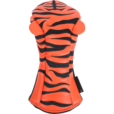 Housse de tête de club de golf Tigre de dessin animé Imperméable PU Housse de tête de club avec doublure en peluche Bande élastique #3/#5 Rod Cover