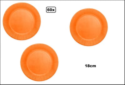 60x Bord 18cm oranje karton - Feest festival black and gold party verjaardag