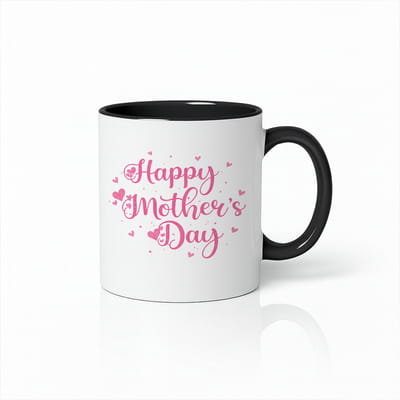 Luxe Moederdag Mok - Roze Hartjes Design - Keramische Koffiebeker - Zwart & Wit