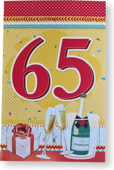 Cards & Crafts 65 Jaar - Leeftijd Verjaardagskaart Wenskaart - 12 x 17 cm - gevouwen kaart Inclusief envelop
