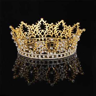 Couronne Tiare Homme Couronne de Prince Couronne de Roi Couronne Concours de Beauté Reine Couronne de Performance de Bar Couronne Unisexe beige