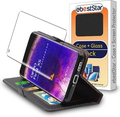 ebestStar - Hoes geschikt voor Oppo Find X5, Wallet Etui, Book case hoesje, Zwart + Gehard Glas