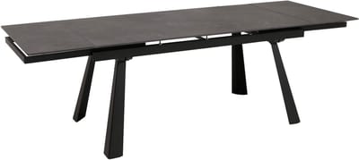 Eettafel MCW-O59, uitschuifbare eettafel, sintersteen metaal uitschuifbaar 160-242x91cm ~ marmerlook grijs