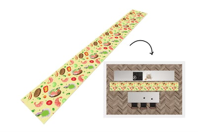 Keukenloper - Keukenmat - Patroon - Eten - Groente - 400x50 cm - Keuken vloerkleed