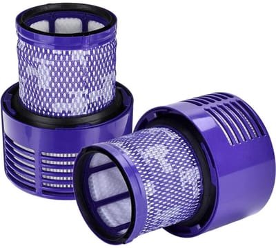 Filters Geschikt voor Dyson V10 SV12 stofzuigers, paars, 87 x 109 mm, Cyclone-serie, 2 stuks, wasbare en herbruikbare vervangingsonderdelen.