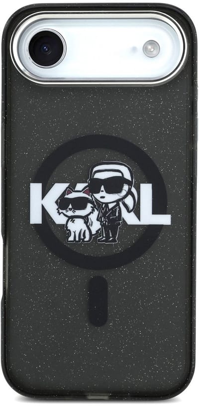 Karl Lagerfeld Back Cover Case - iPhone 17 Air - Zwart - MagSafe - Glitter K&C Sketch Logo