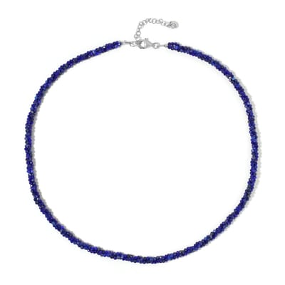 Cavill - Luxe Hanger Ketting 925 Sterling Zilver - Rhodium Verguld - Lapis Lazuli Edelsteen 46,57 ct - Rond Geslepen - Verstelbare Blauwe Sieraad