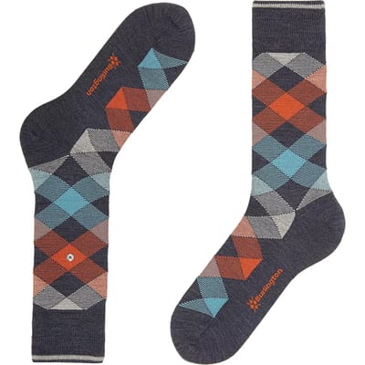 Burlington Newcastle gedessineerd wol sokken heren blauw - maat 40-46