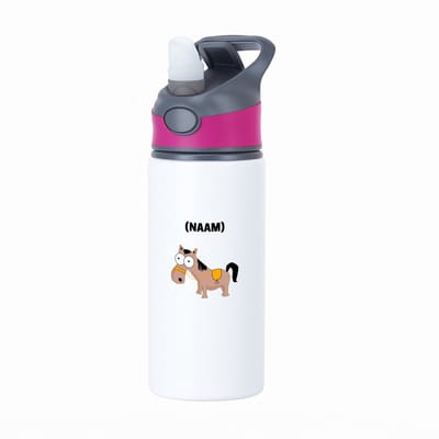 Hacebo® - Paardrijden met eigen naam waterfles met rietje roze - Paardrijden - Paardrijder - Sport - water fles - 650ML