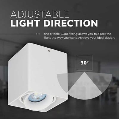 HOFTRONIC Vierkante LED Opbouwspot Esto - Kantelbaar - Dimbaar - 4000K neutraal wit - 4 Watt 345 Lumen - GU10 - Plafondspot - Voor binnen -