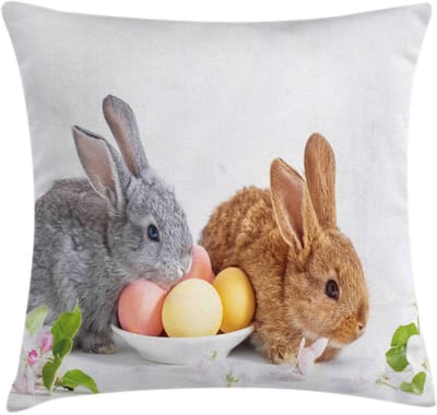 ABAKUHAUS Paashaas kussenhoes – dubbelzijdig bedrukt – 40x40 cm