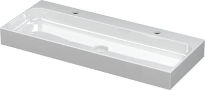 INK® Unit wastafel porselein met 2 kraangaten inclusief porseleinen click plug 100x10x40cm, glans wit