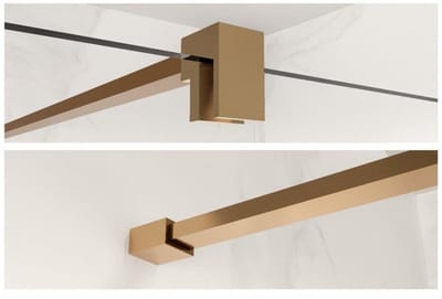 FugaFlow Eccelente Vetro inloopdouche badkamer verlengde stabilisatiestang 200cm los incl.bevestigingsmaterialen - geborsteld koper