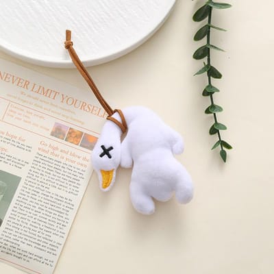 Schattige pluche gebraden eend hanger pop pop hanger pop gans hanger tas Rugzak Auto sleutelhanger accessoires Spiegel Decoratie wit