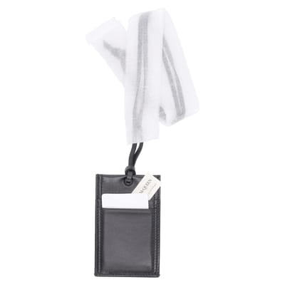 Alexander McQueen Kaart Houder met Strap Lanyard in Zwart Leer