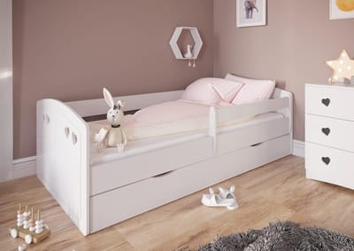 Kinderbed - Rustbed Meubel - Veilig Slapen - Afneembaar Rooster - 100 cm - Wit