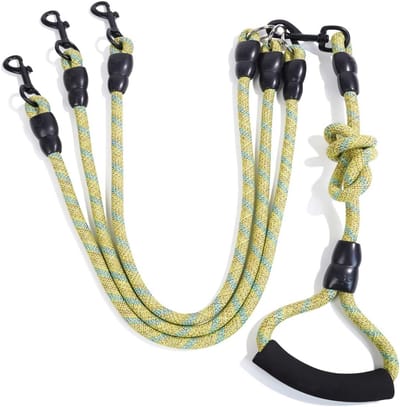 Sterke 3-Weg Nylon Hondenriem met Gewatteerd Handvat en Anti-Klit Mechanisme