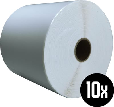 DULA Compatible Zebra Labels 102x152mm - 500 etiketten per rol - kern 25mm - Wit - Permanent - 10 rollen