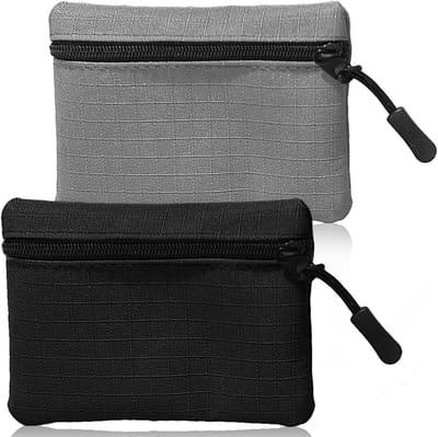 Set van 2 Oxford stof portemonnees voor heren en dames, kleine ritsvakken in zwart en grijs, ideaal voor dagelijks gebruik en reisaccessoires