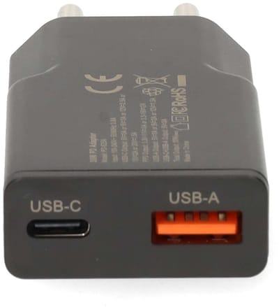Nedis Oplader - 20 W - GaN - PD3.0 - 1.5 / 2.0 / 2.22 / 3.0 A - Outputs: 2 - USB-A / USB-C - Automatische Voltage Selectie - Zwart