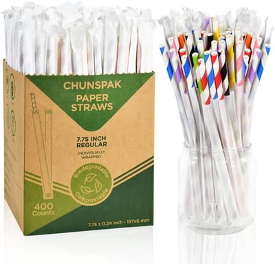 Dailygoods- Wegwerp Rietjes 400 Stuks - Papieren Rietjes - 19,7 x 0,6 cm - Geschikt voor Drankjes - Duurzaam - Hygiënisch