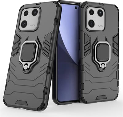 MobyDefend Hoesje - Geschikt voor Xiaomi 13 - Dubbelgelaagde Pantsercase Met Standaard - Zwart